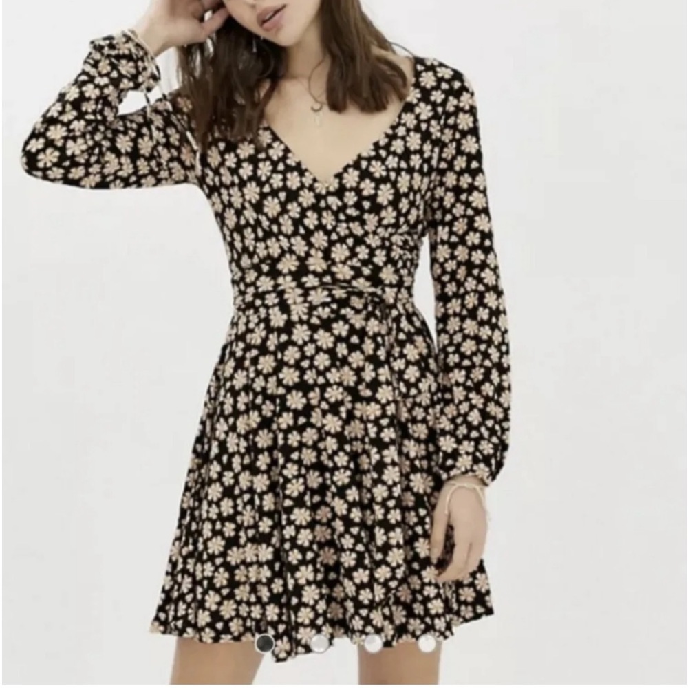 Free People Pradera Long Sleeve Floral Wrap Dress NWOT